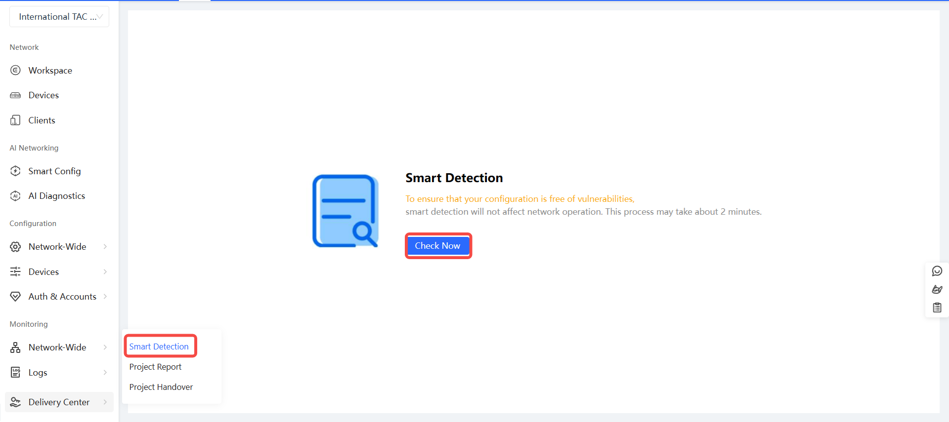 כפתור Check Now ליצירת דוח