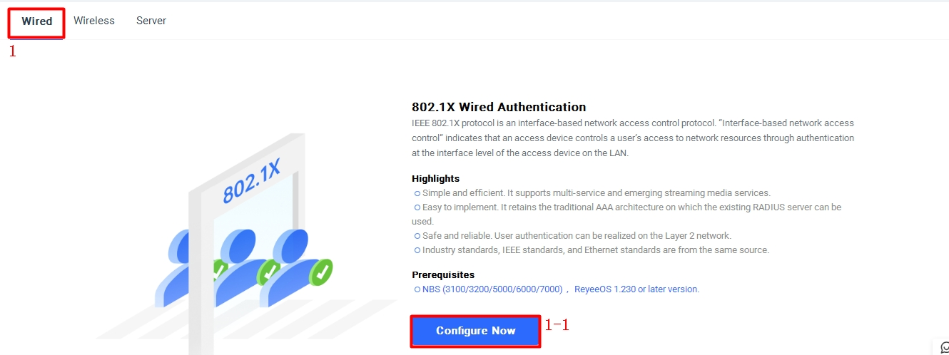 בחירת Wired ולחיצה על Configure Now