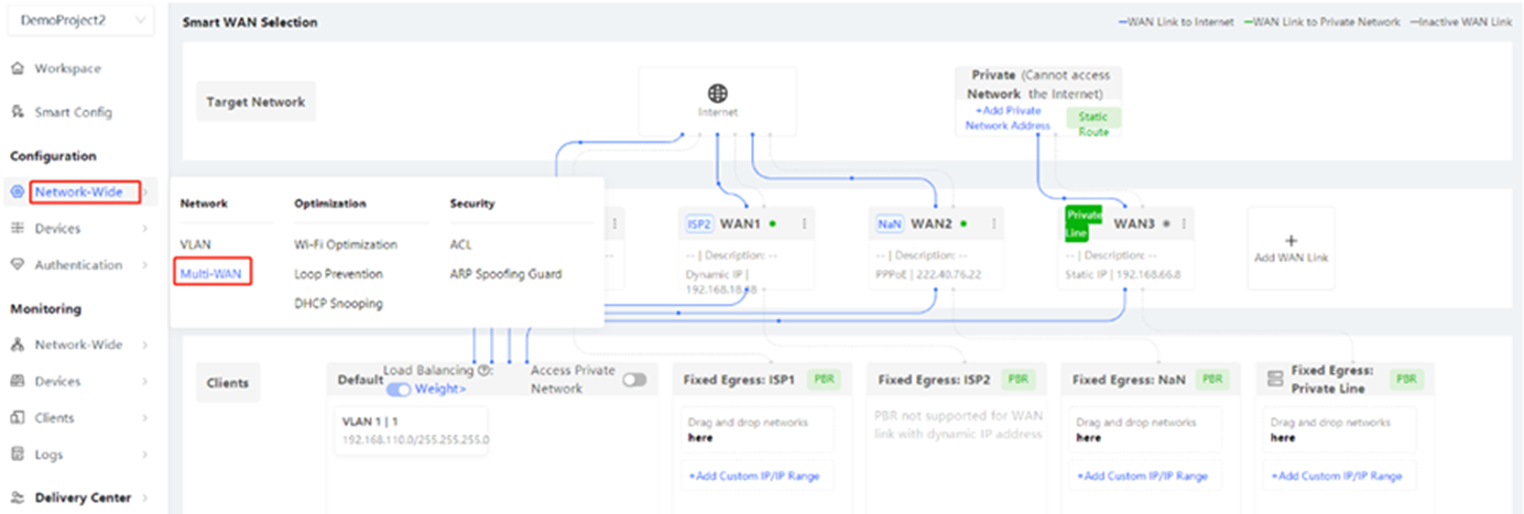 דף Smart WAN Selection