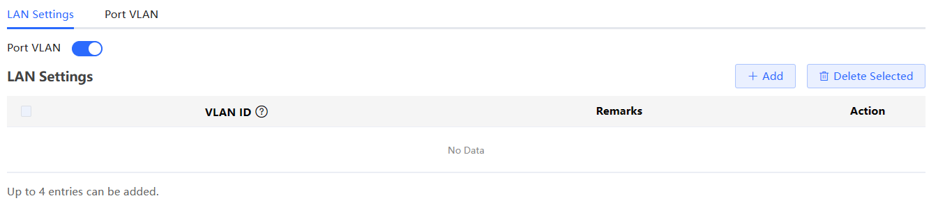 דף הגדרות LAN ובדיקת תצורת VLAN