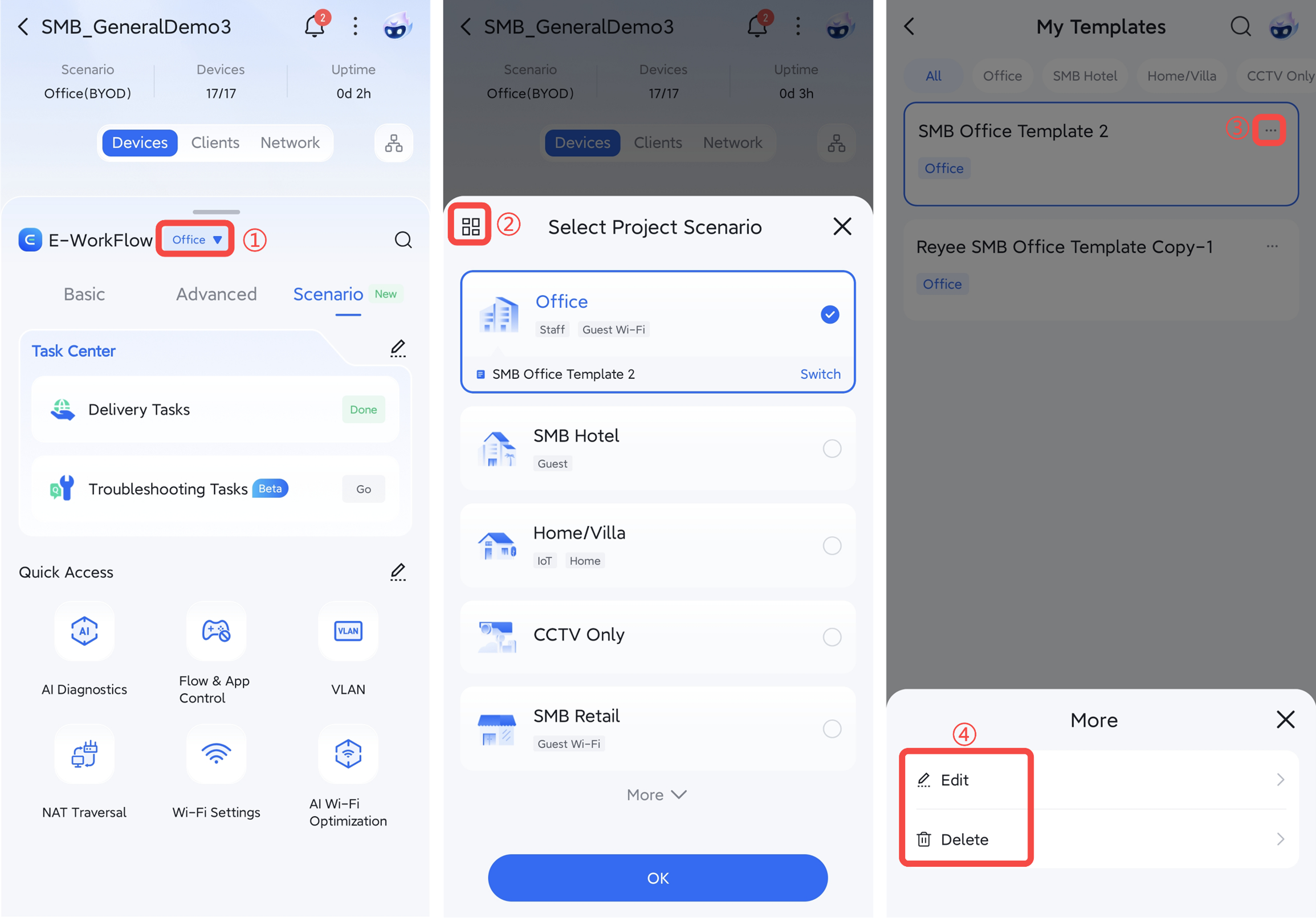 עריכה או מחיקה של תבנית קיימת
