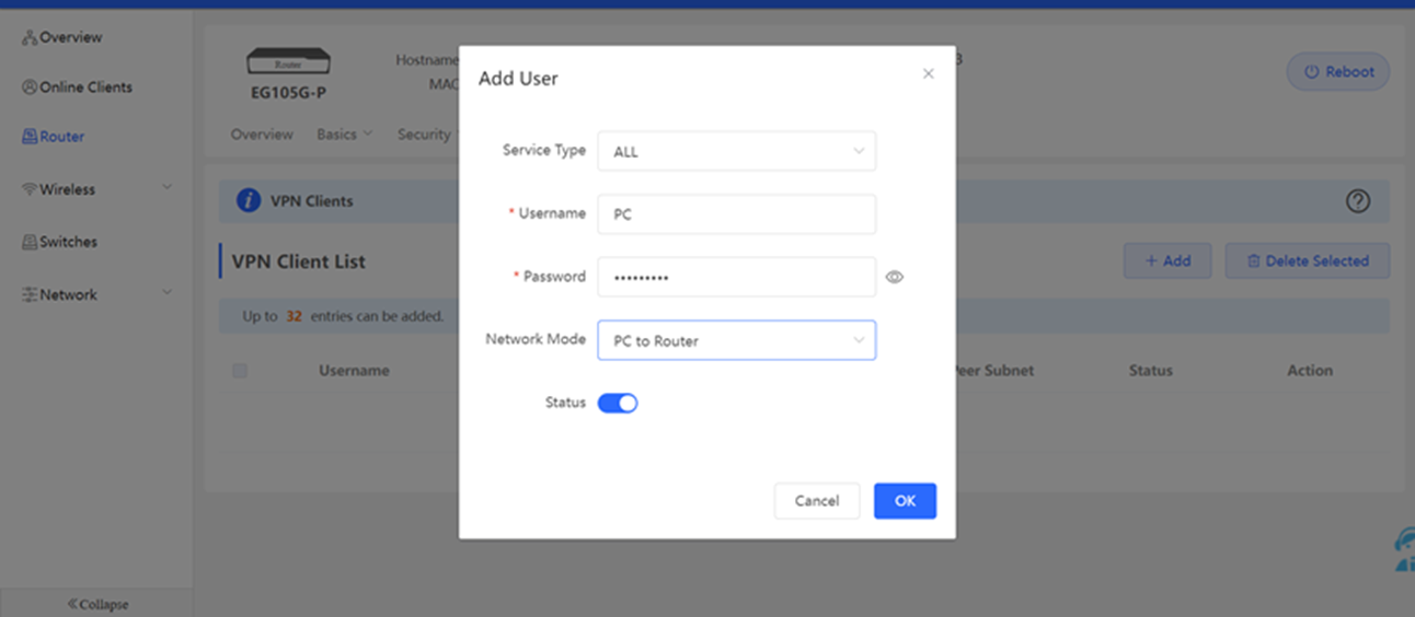 מאפייני חיבור VPN - כרטיסיית Networking