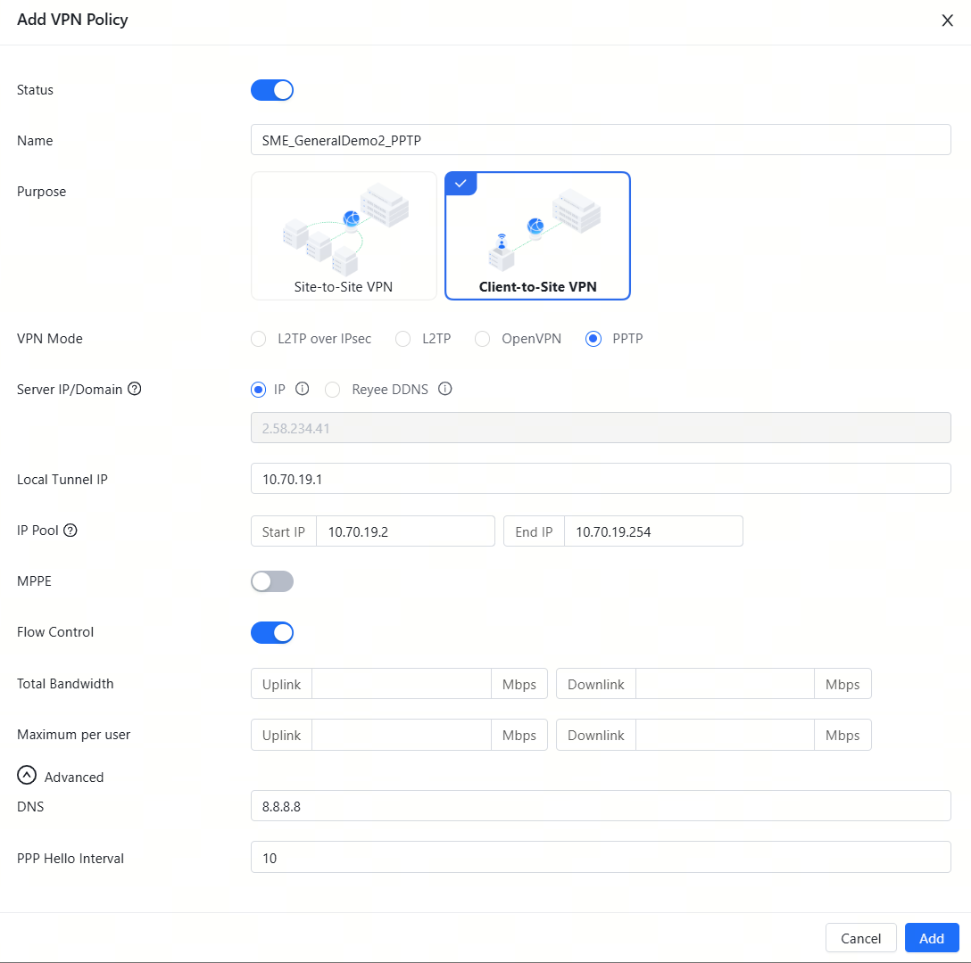 הגדרות תצורת VPN עבור המטה