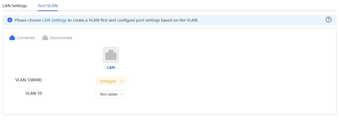 תצוגת Port VLAN ב-eWeb לאחר הגדרה