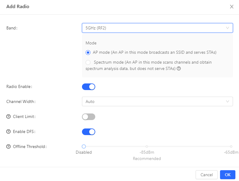 מסך הוספת רדיו חדש