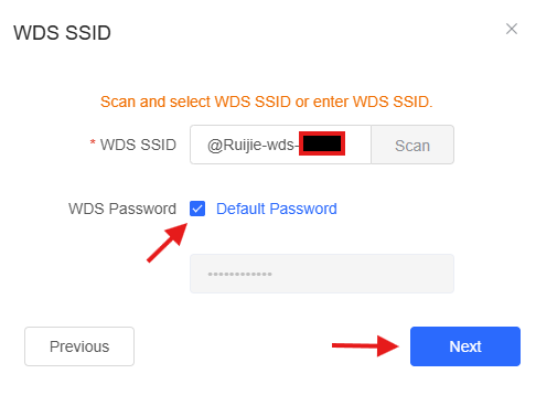 מסך בחירת Work Mode והזנת WDS/סיסמה