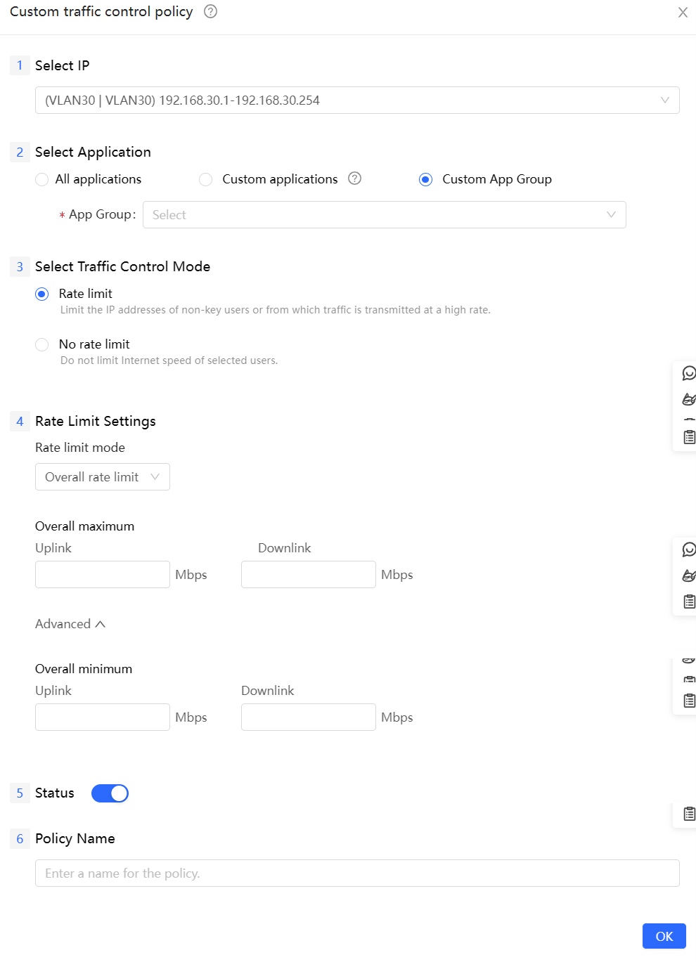 מסך App/Website Control עם כפתור Add