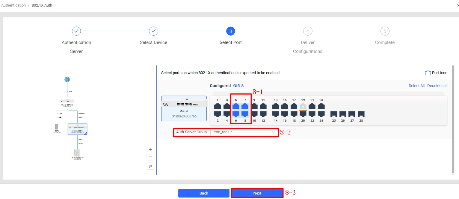 בחירת פורטים ועריכת הגדרות
