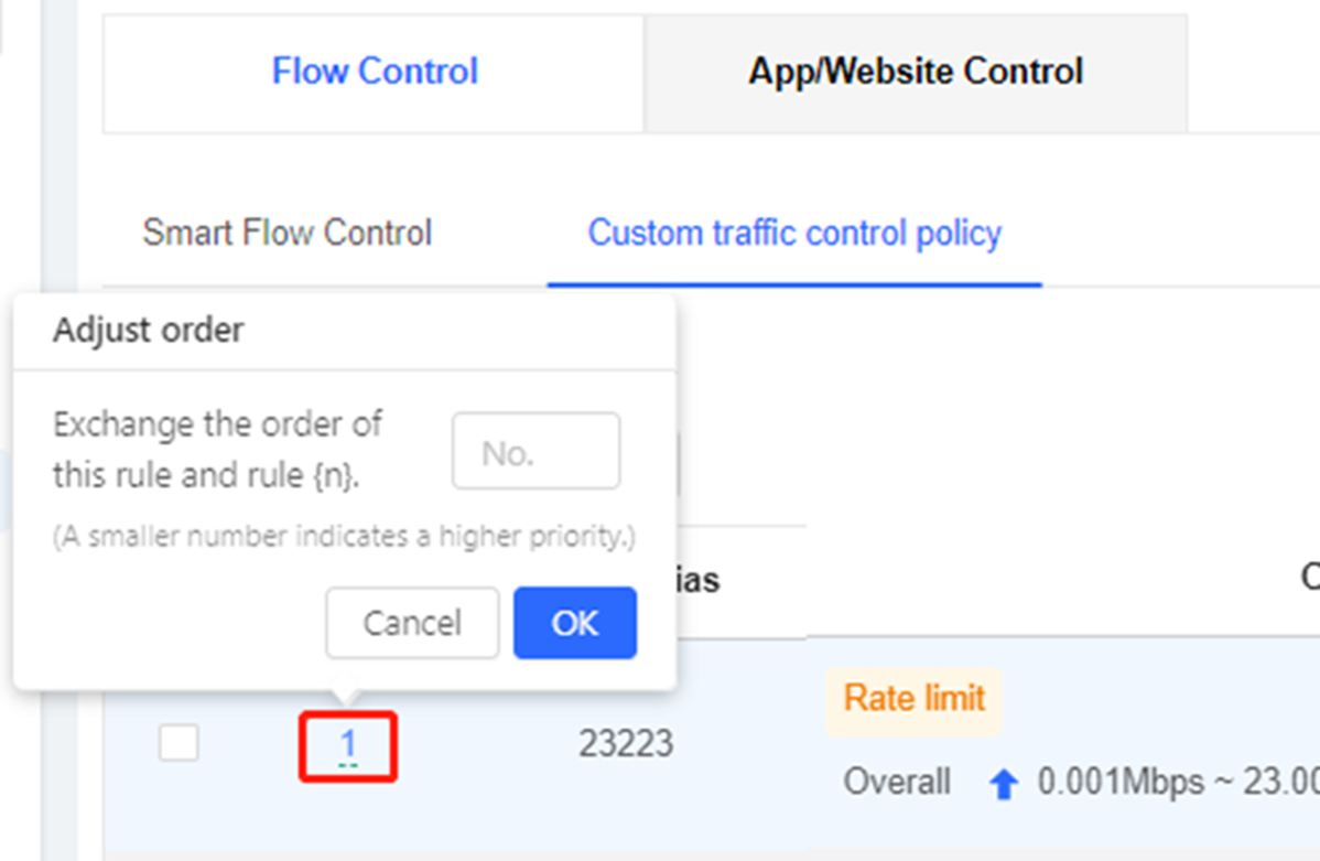 מסך קונפיגורציית מדיניות App/Website Control